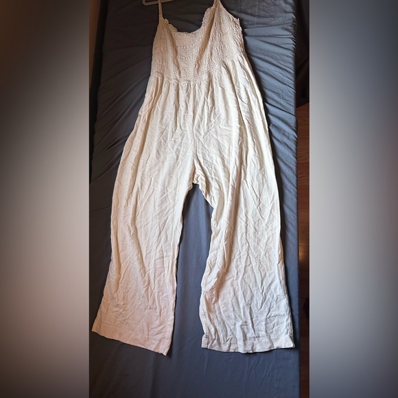 H&M Cream Sweatpants Romper Jumpsuit Relaxed Fit Joggers Size XXL - Picture 1 of 7